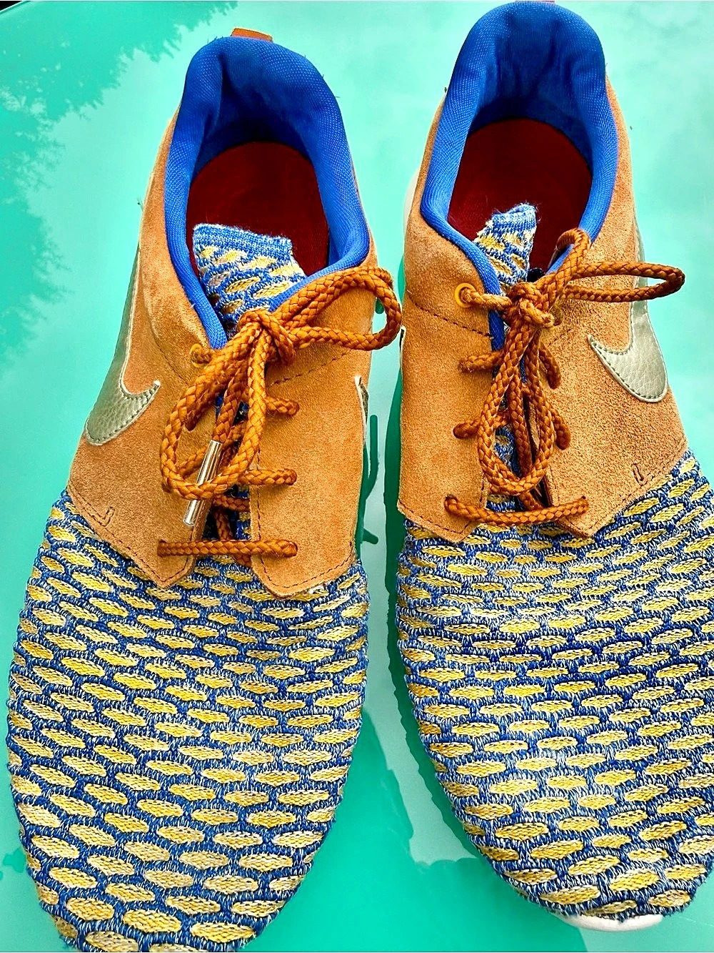 Nike Roshe Run Suede Velvet Brown Men's Sneakers Brown & Blue